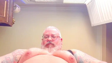 Dominant Big Bear Smushed You with Big Balls and Cum Gets All Over You