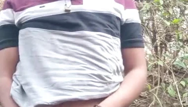 Music liquid peeing in forest alone