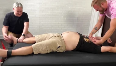 TicklishChub: Matt laughs hard while being tickled after losing a game with Achilles and Ryd