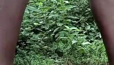 Naughty boy jerking off in the woods and shooting a load